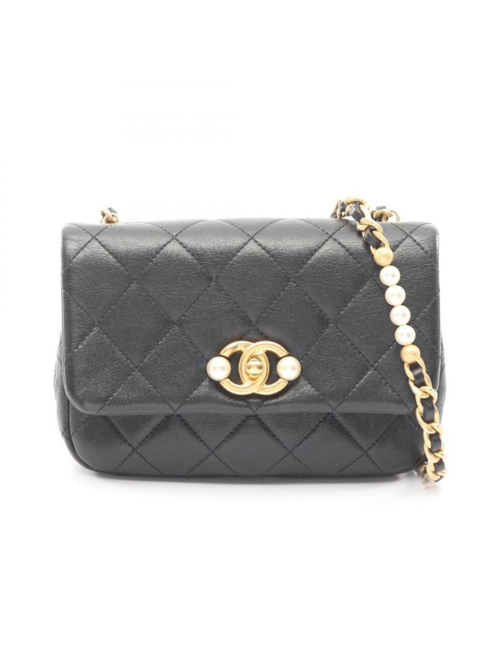 Chanel Shoulder Bag Quilted Small Flap Black Leather Chain